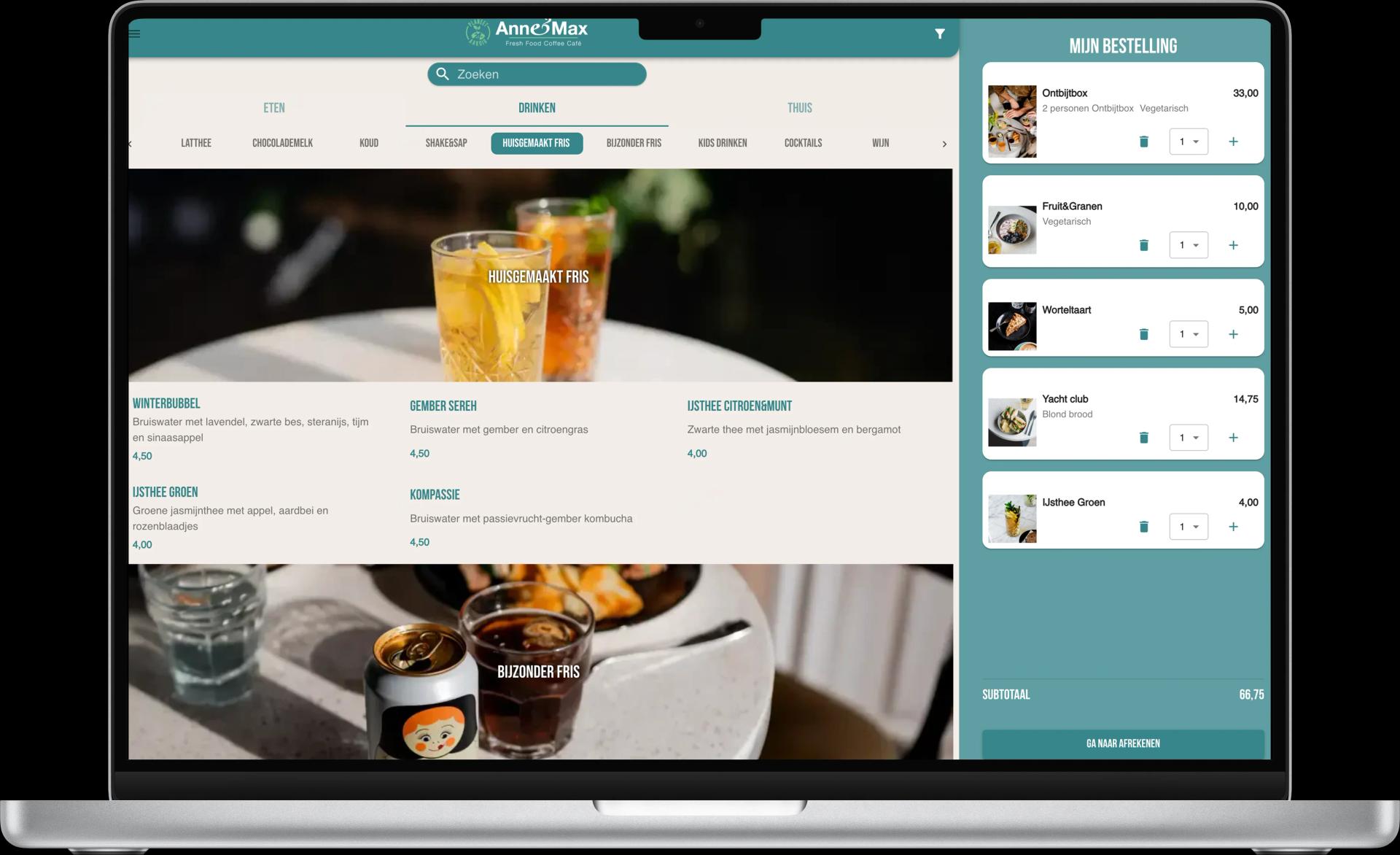 Jamezz online ordering webshop - Anne&Max delivery and takeaway platform