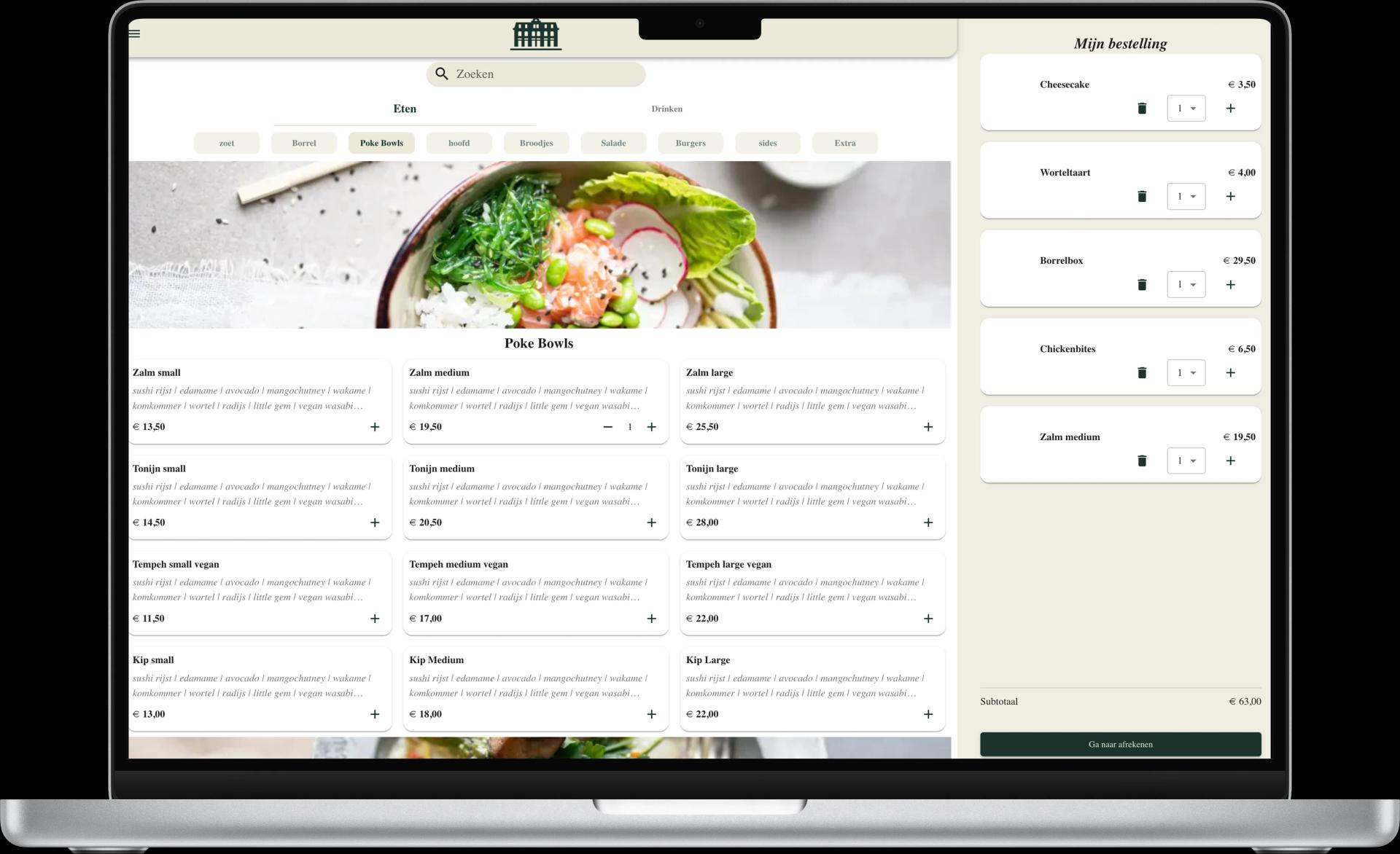 Jamezz online ordering webshop - Grand Café de Lindenhof takeaway and delivery system