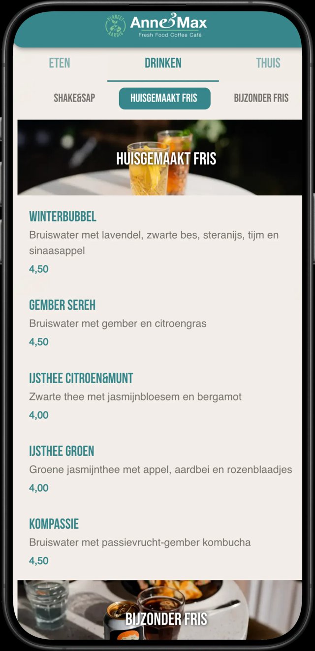 Jamezz mobiele bestelapp - Anne&Max mobiele bezorg en afhaal app